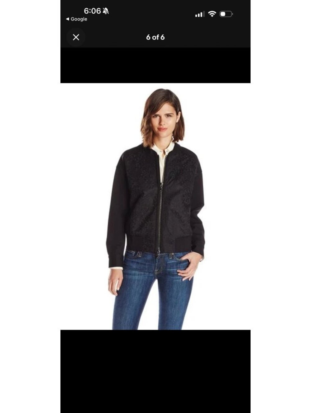7 FOR ALL MANKIND SzS
LACE-OVERLAY FULL ZIP BOMBER jacket